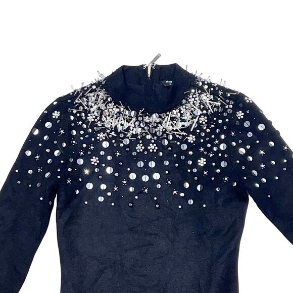 Marciano Sequin Beaded Mini Sweater Dress Size XS Black Pixie Long Sleeve Used - Picture 5 of 14